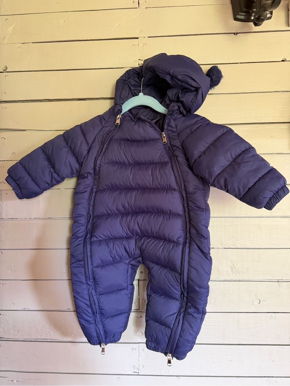 Toddler Navy Puffer Snowsuit Jacket with Hood